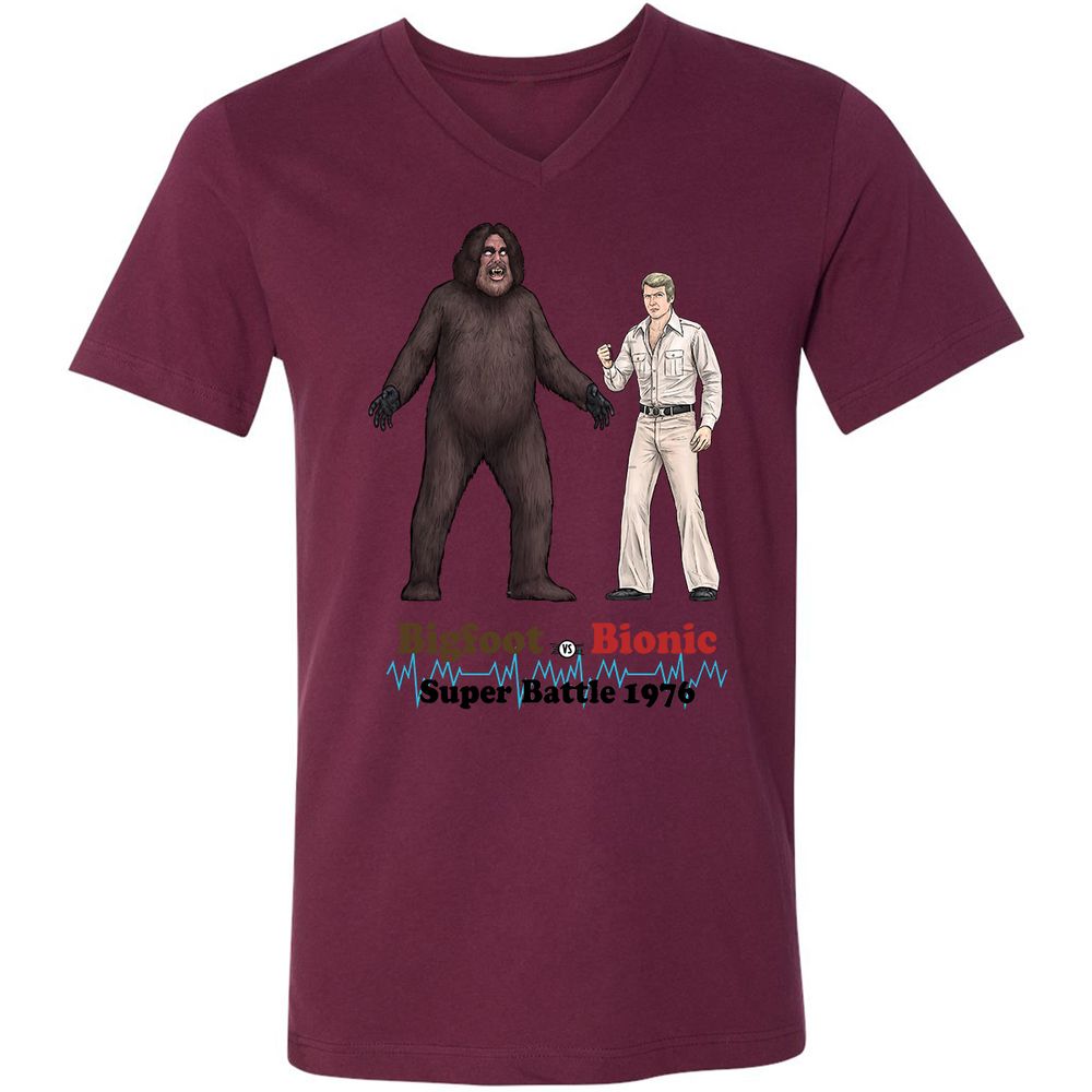 Unisex V-Neck T-Shirt - G7NMGAGQ - Maroon - 6