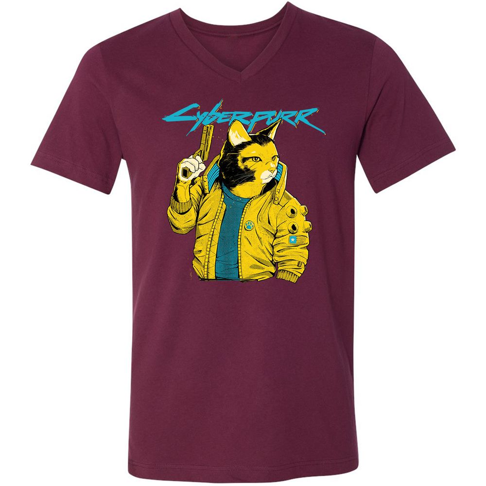 Unisex V-Neck T-Shirt - 4FV27VH6 - Maroon - 6