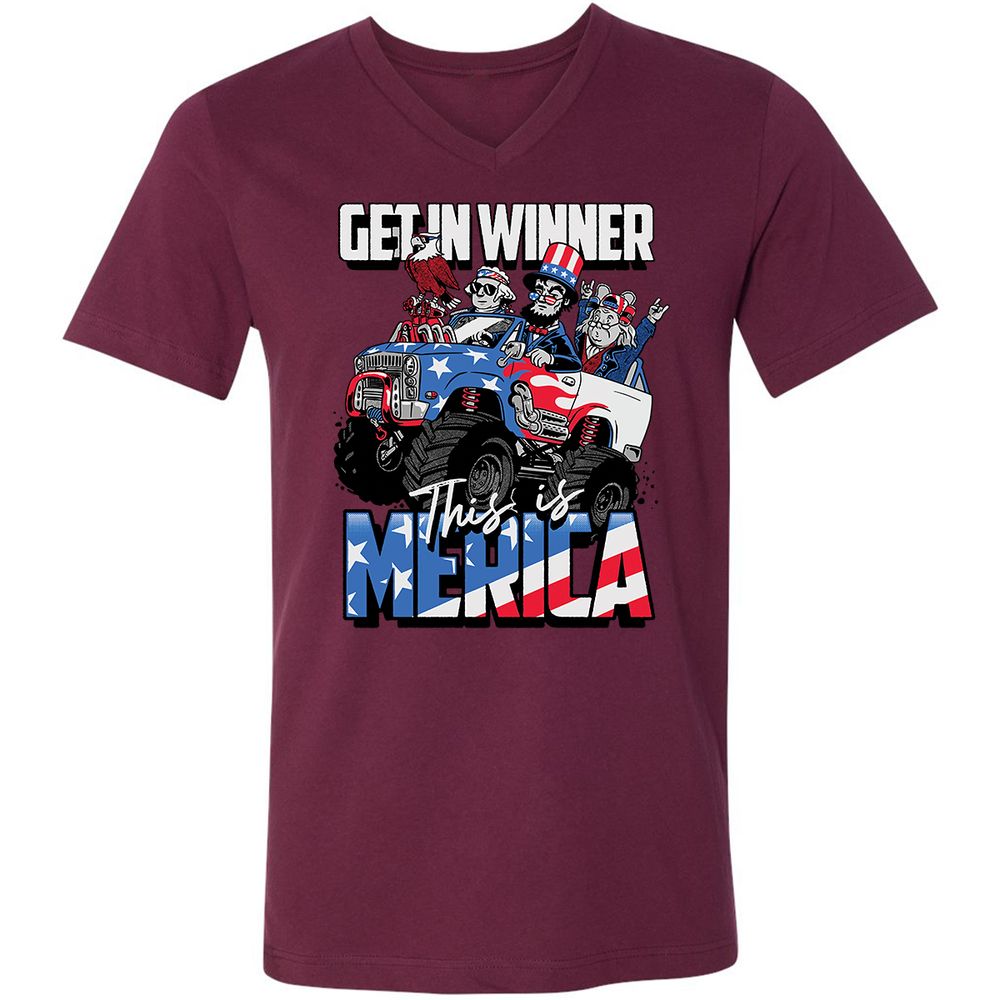 Unisex V-Neck T-Shirt - N9Q2Z1DL - Maroon - 6