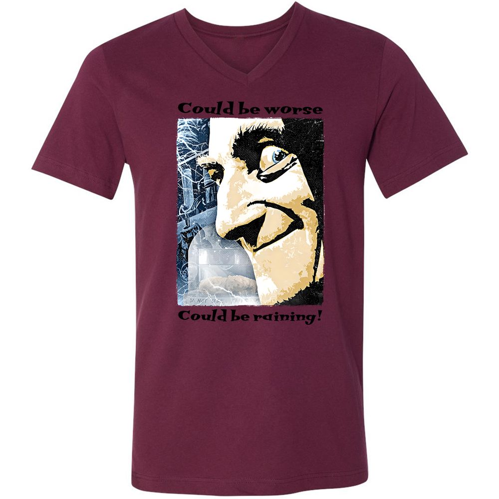 Unisex V-Neck T-Shirt - 1XJ32HF3 - Maroon - 6