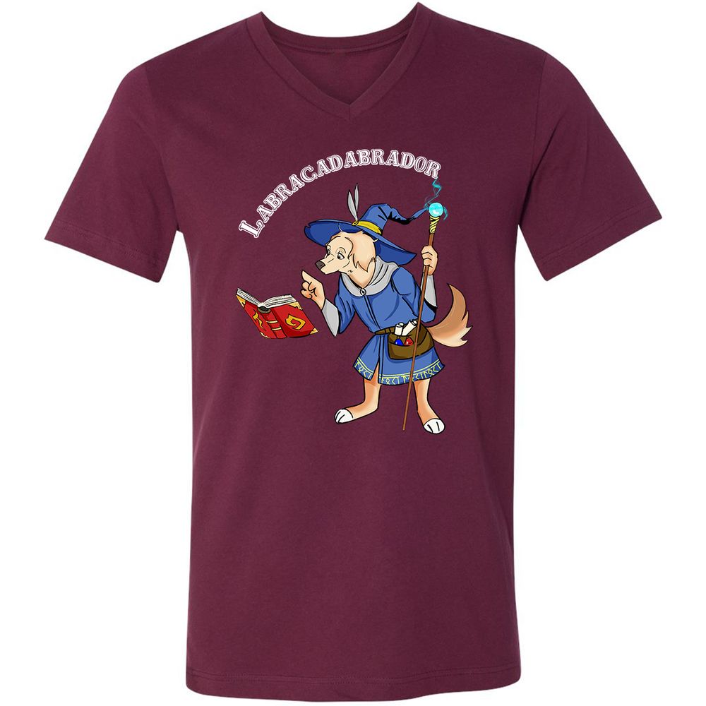 Unisex V-Neck T-Shirt - FBDYNPT4 - Maroon - 6