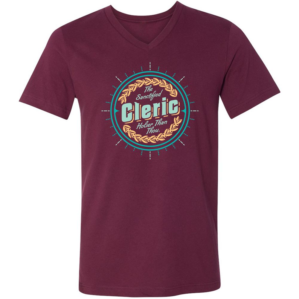 Unisex V-Neck T-Shirt - 7JXRYQX8 - Maroon - 6