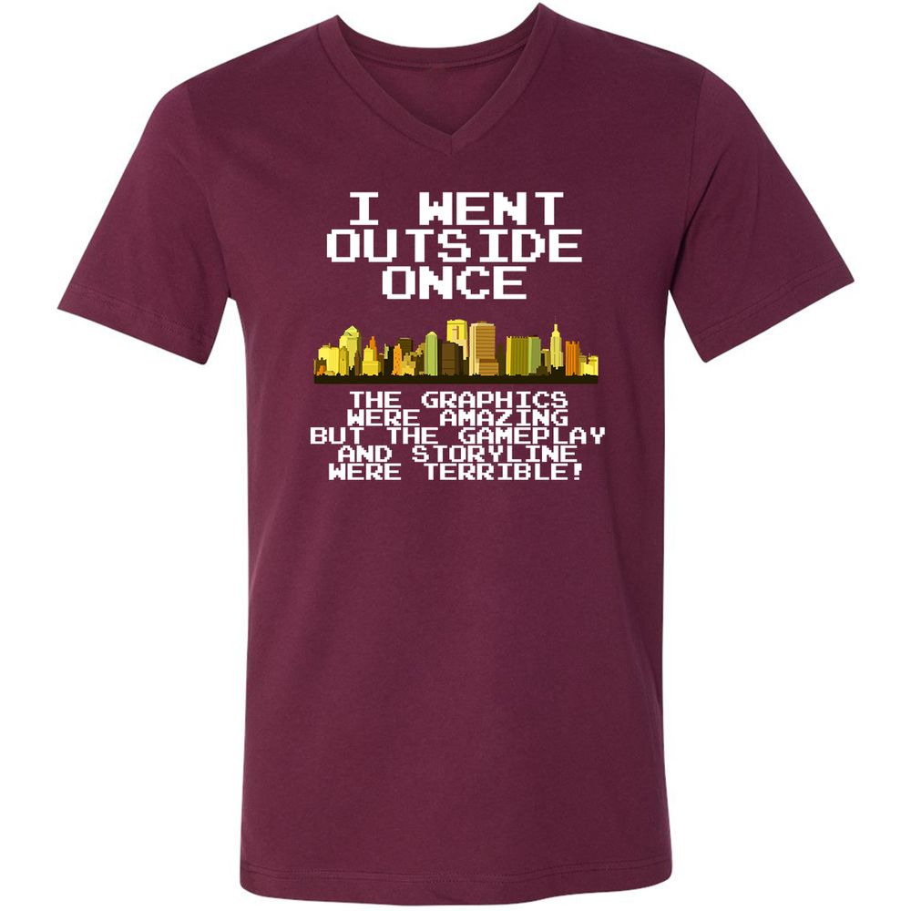 Unisex V-Neck T-Shirt - 991E19XM - Maroon - 6