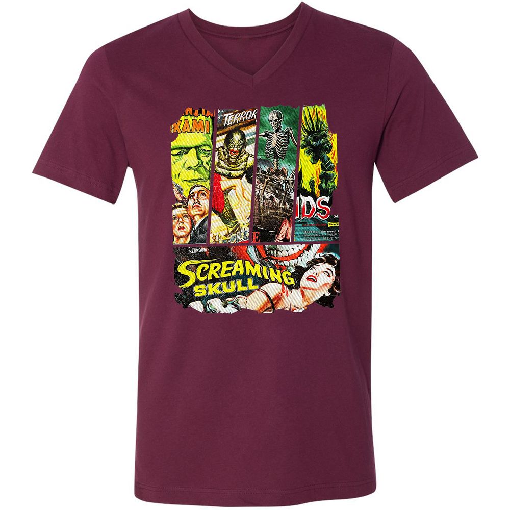 Unisex V-Neck T-Shirt - P6ECZBZC - Maroon - 6