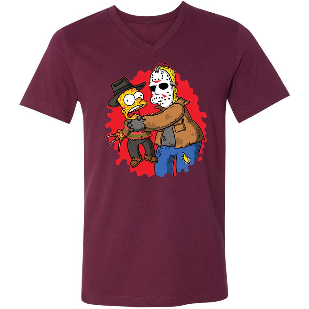 Unisex V-Neck T-Shirt - HCZ94N56 - Maroon - 6