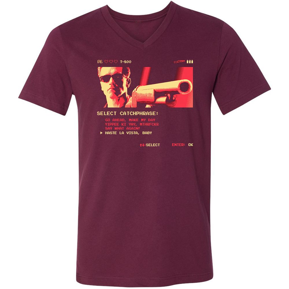Unisex V-Neck T-Shirt - RWB5KSLR - Maroon - 6