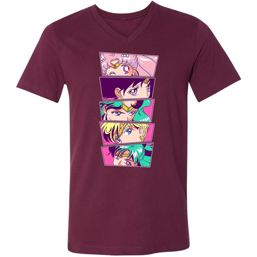Unisex V-Neck T-Shirt - KVFL6QH8 - Maroon - 6