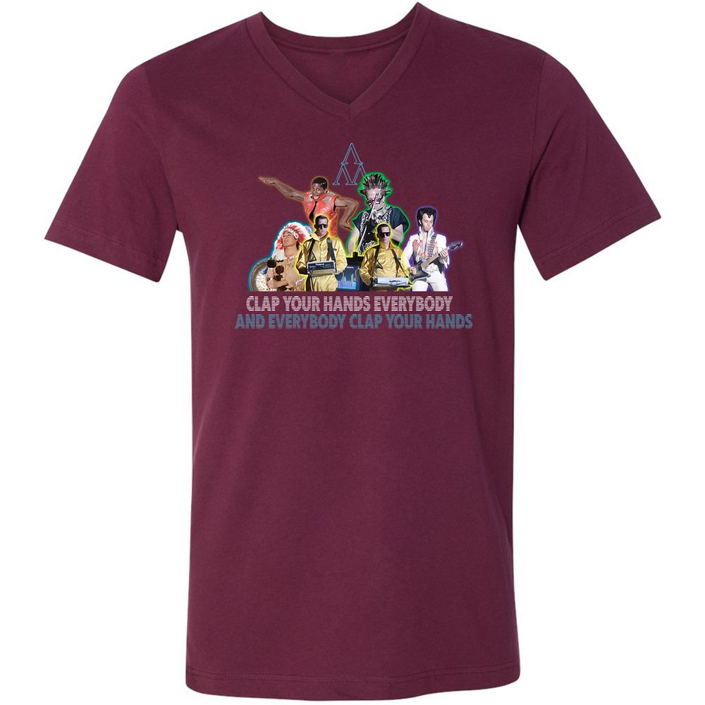 Unisex V-Neck T-Shirt - 5JR2NCLV - Maroon - 6