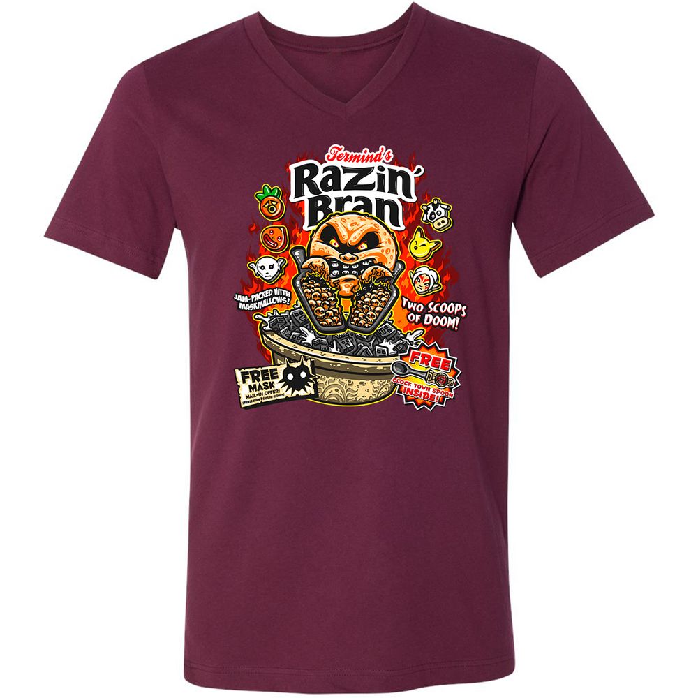 Unisex V-Neck T-Shirt - DCUXZQNJ - Maroon - 6