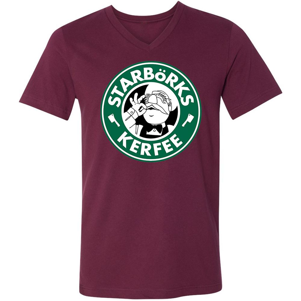 Unisex V-Neck T-Shirt - QQ3H45JH - Maroon - 6