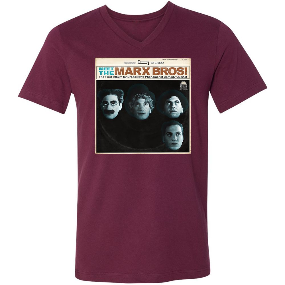 Unisex V-Neck T-Shirt - HWUDPKV6 - Maroon - 6