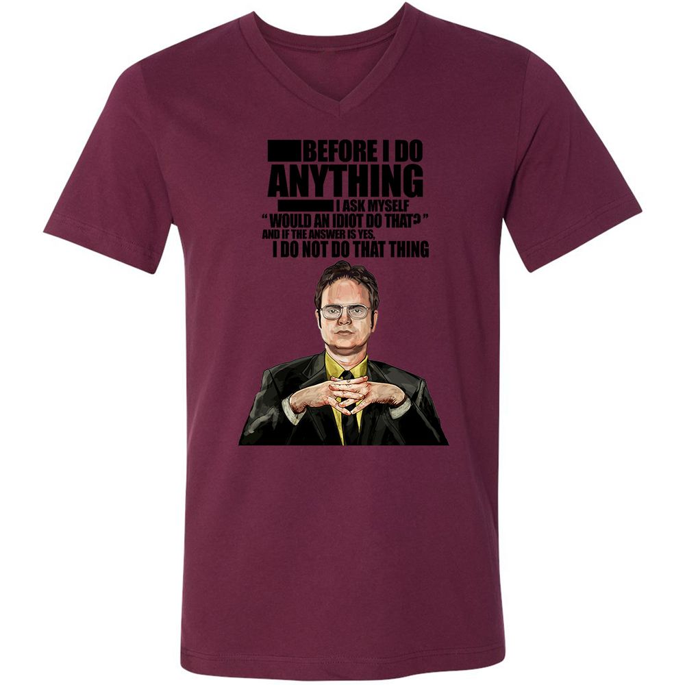 Unisex V-Neck T-Shirt - YZEMGAD4 - Maroon - 6