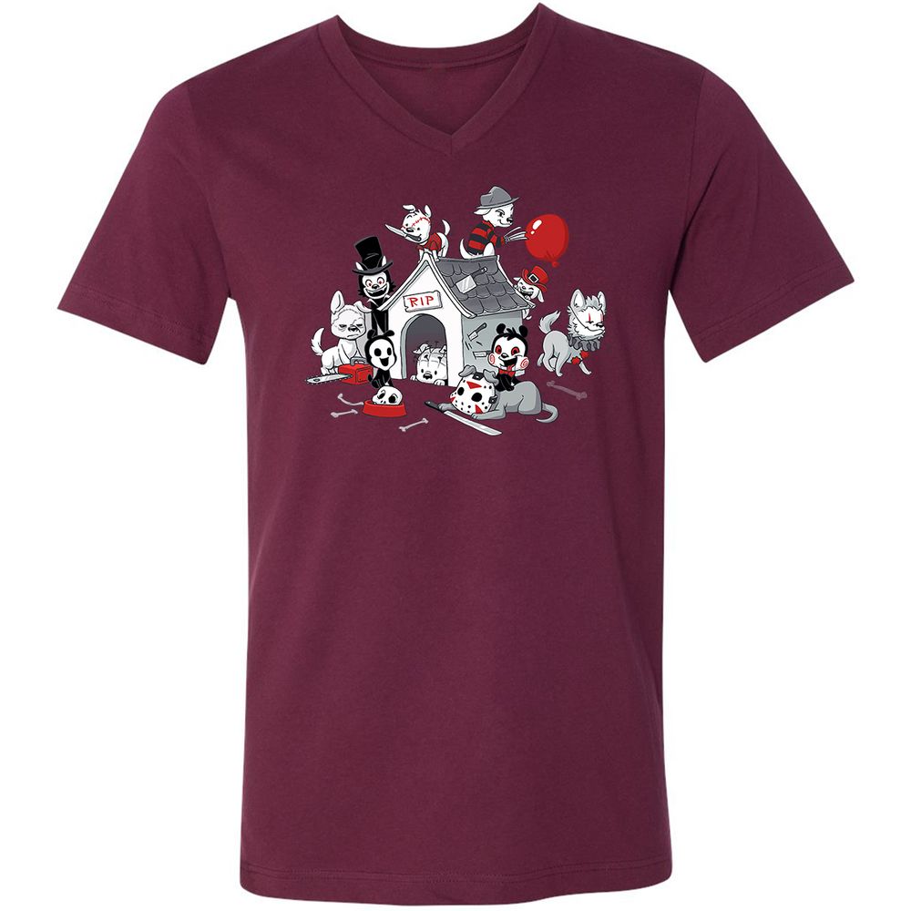 Unisex V-Neck T-Shirt - FHNJ9RKM - Maroon - 6