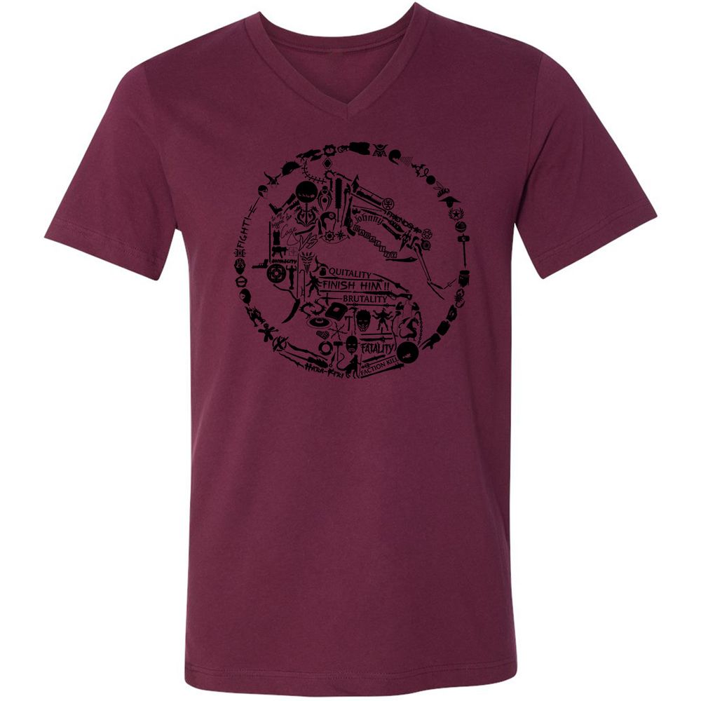 Unisex V-Neck T-Shirt - TKJLQC5X - Maroon - 6