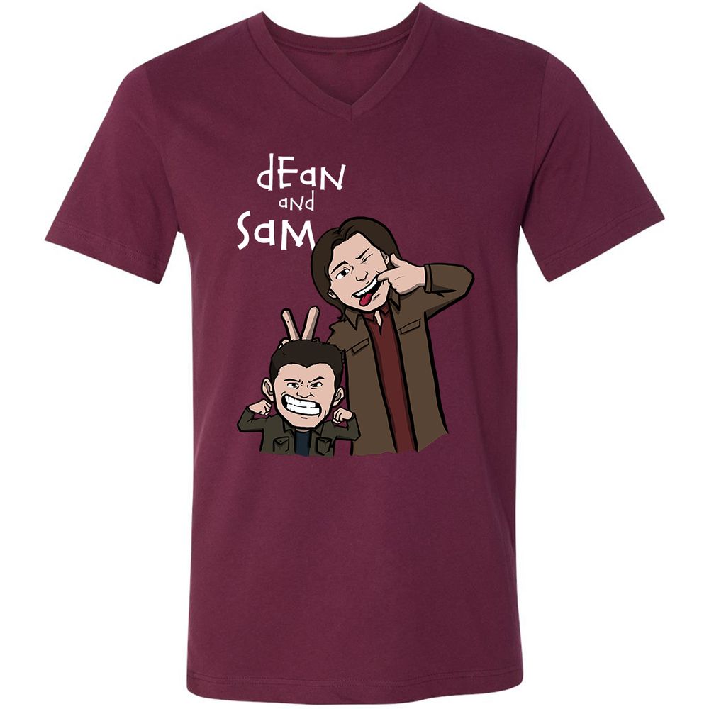 Unisex V-Neck T-Shirt - FKY5WHW4 - Maroon - 6