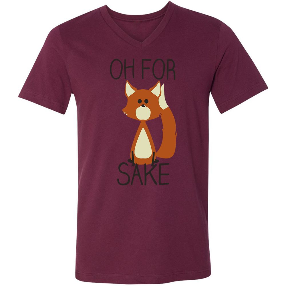 Unisex V-Neck T-Shirt - HP9JT6A8 - Maroon - 6