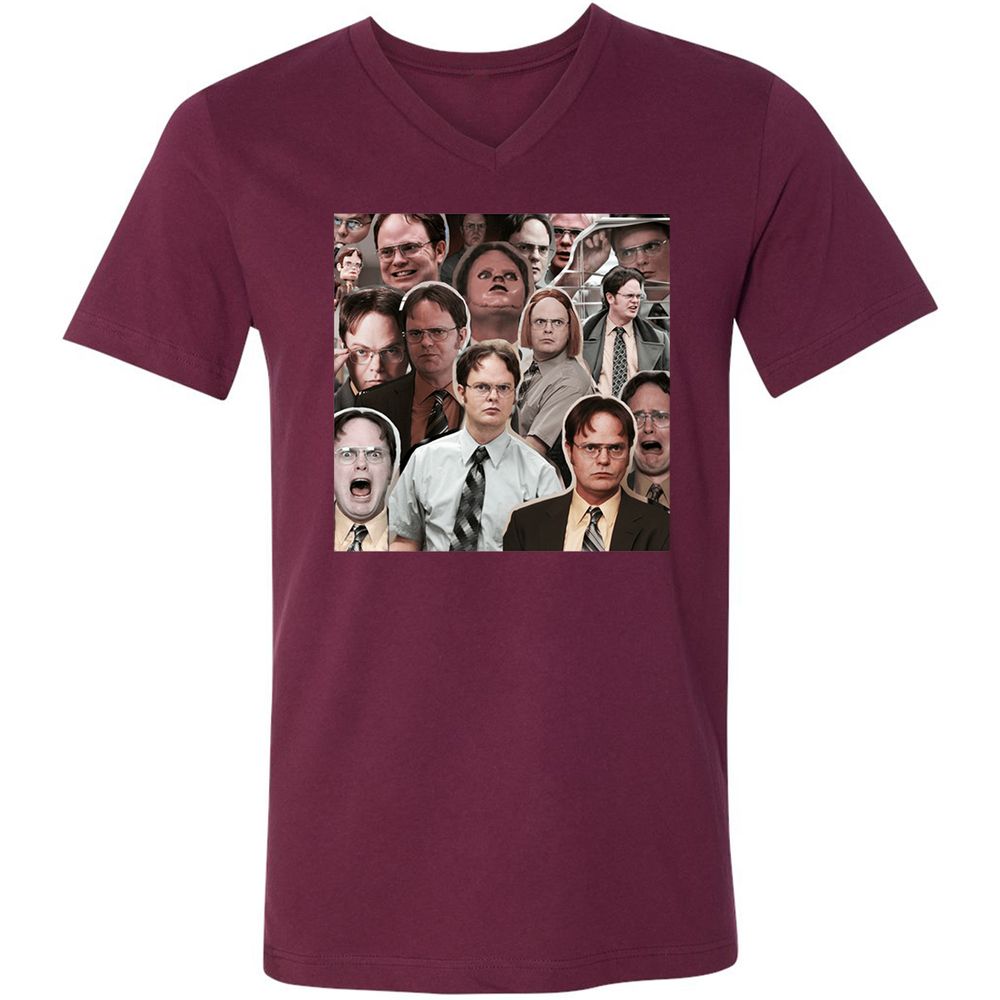 Unisex V-Neck T-Shirt - 3XNNGD1B - Maroon - 6