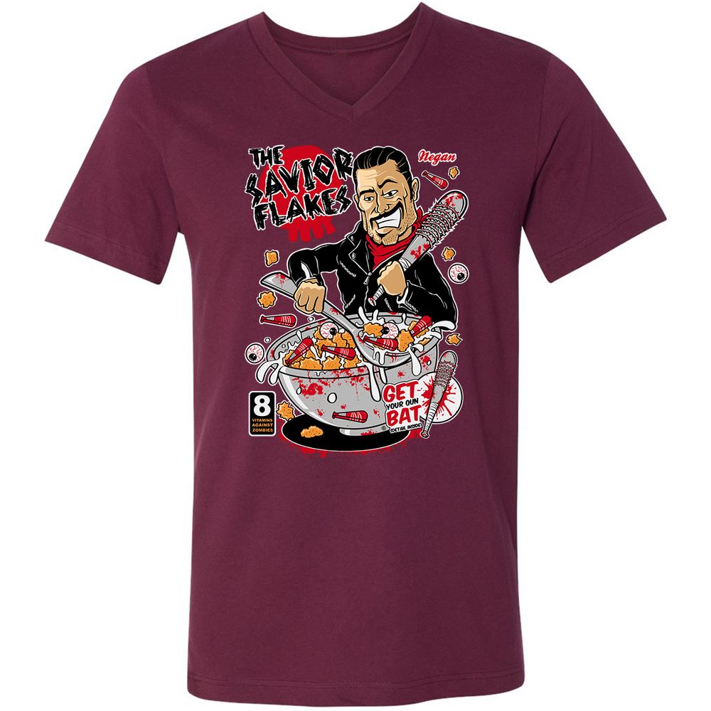 Unisex V-Neck T-Shirt - QTFZ2FYS - Maroon - 6