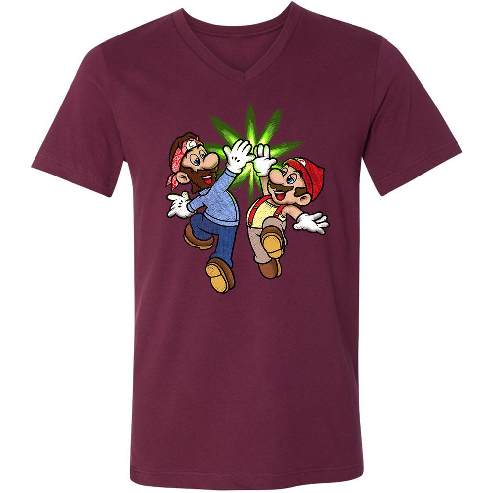 Unisex V-Neck T-Shirt - HKUP1CQE - Maroon - 6