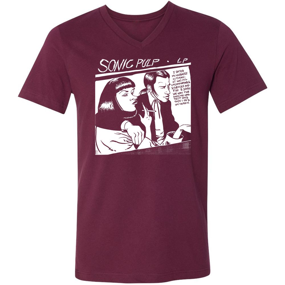 Unisex V-Neck T-Shirt - VZ8TQNLR - Maroon - 6