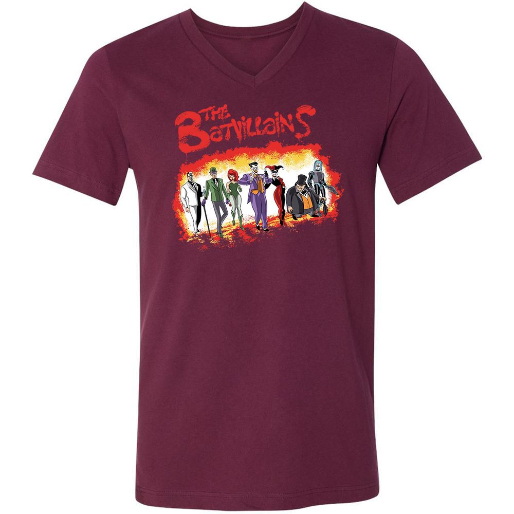 Unisex V-Neck T-Shirt - 447U6RXJ - Maroon - 6