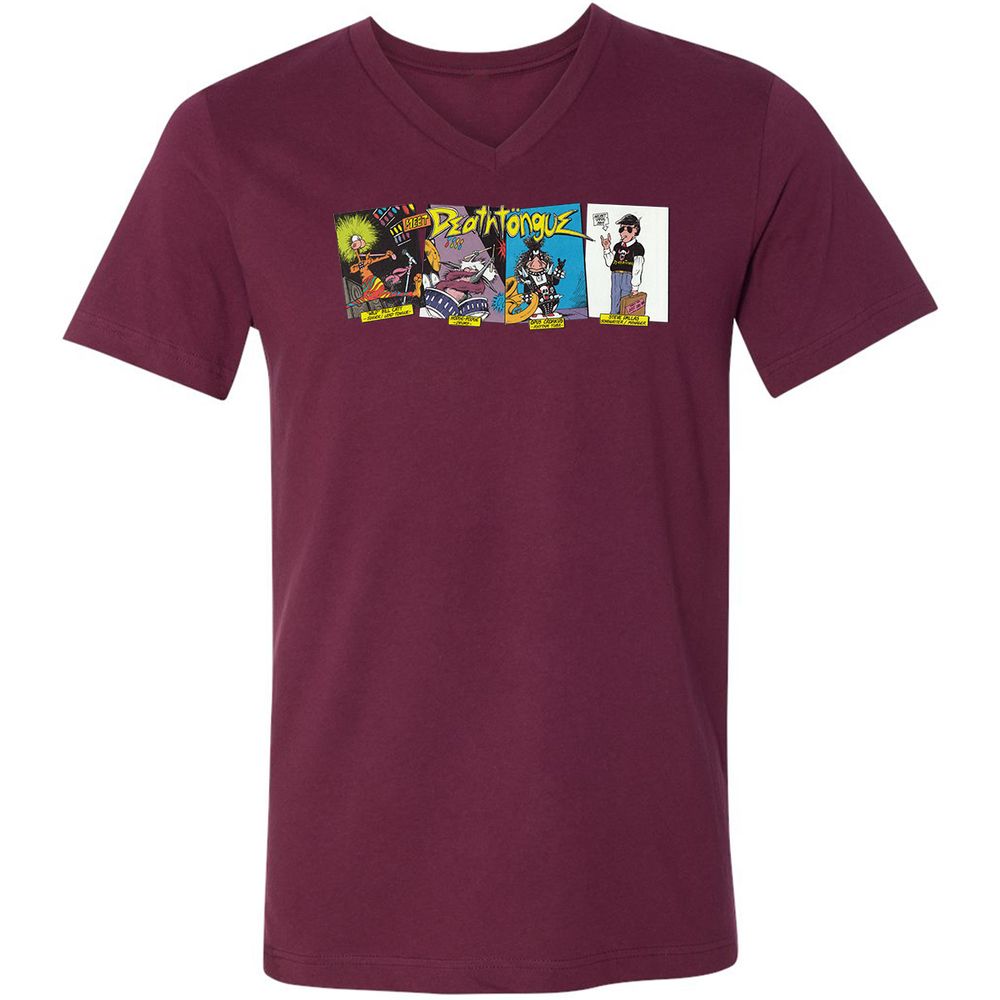 Unisex V-Neck T-Shirt - UXJPEJBW - Maroon - 6