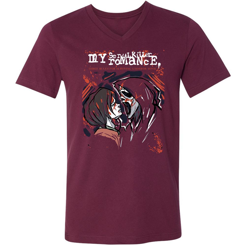 Unisex V-Neck T-Shirt - ZMH1YRED - Maroon - 6