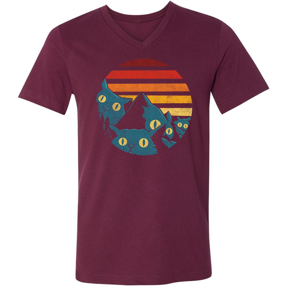 Unisex V-Neck T-Shirt - 599KYN6K - Maroon - 6