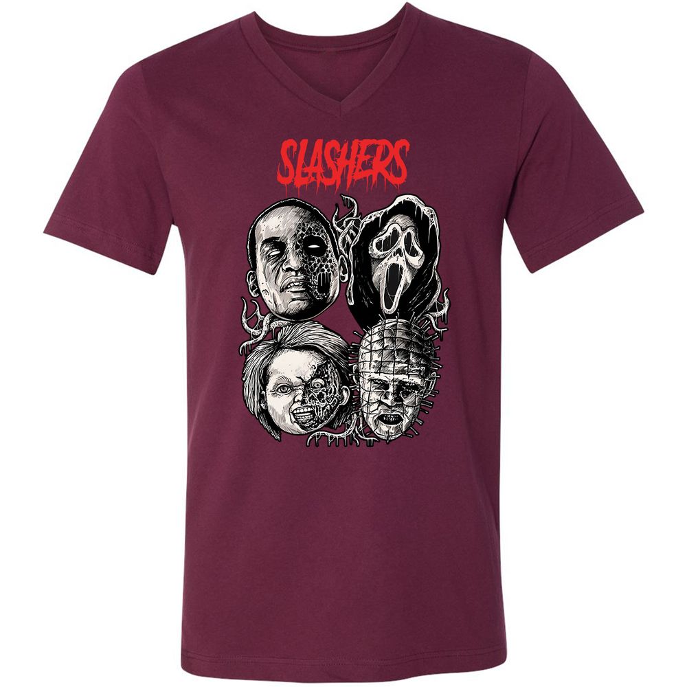 Unisex V-Neck T-Shirt - 89RMY1UV - Maroon - 6