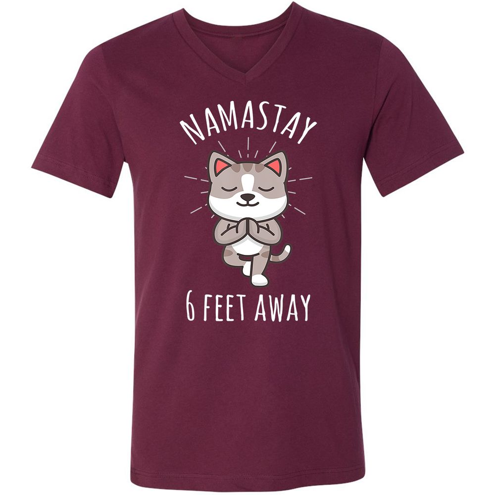 Unisex V-Neck T-Shirt - E3ZS24QX - Maroon - 6