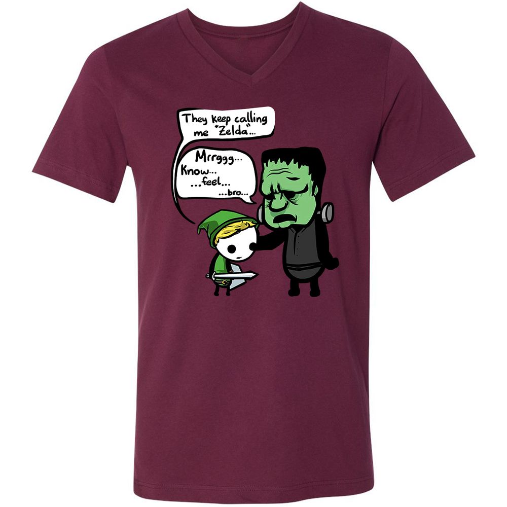 Unisex V-Neck T-Shirt - 6GPRYMHJ - Maroon - 6
