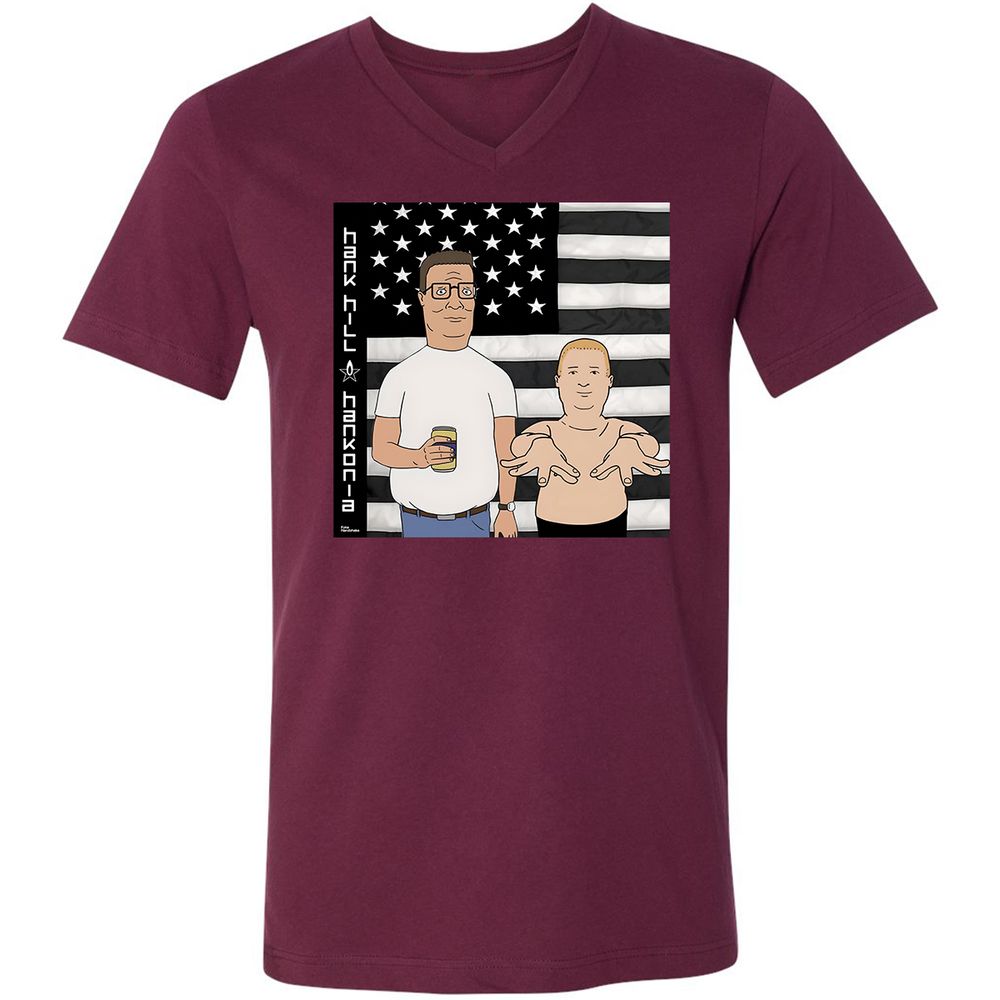 Unisex V-Neck T-Shirt - FJ74KX2E - Maroon - 6