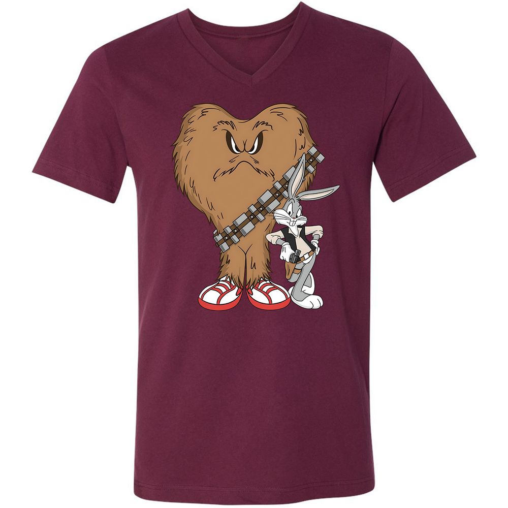 Unisex V-Neck T-Shirt - 5YDZ7H2L - Maroon - 6