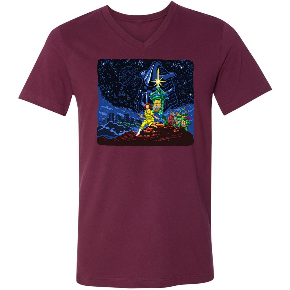 Unisex V-Neck T-Shirt - 9D8XMWLG - Maroon - 6