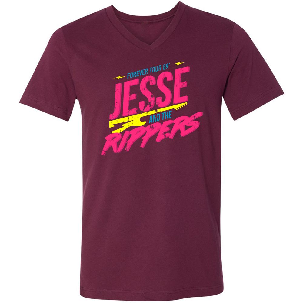 Unisex V-Neck T-Shirt - K2JCZP6X - Maroon - 6
