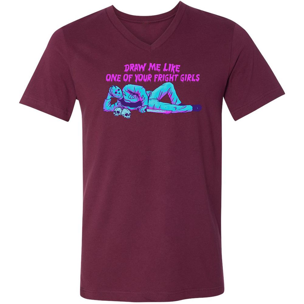 Unisex V-Neck T-Shirt - LEABE1LM - Maroon - 6