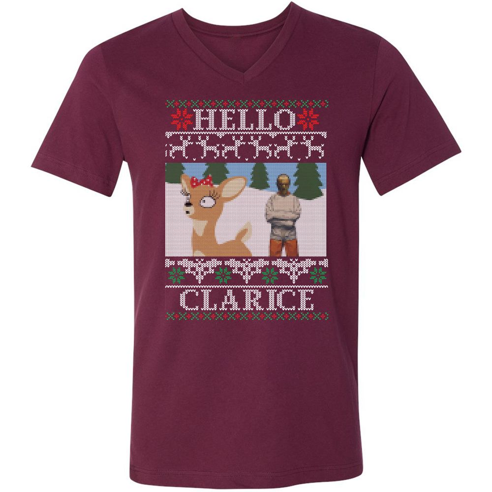 Unisex V-Neck T-Shirt - CLJSDPDF - Maroon - 6