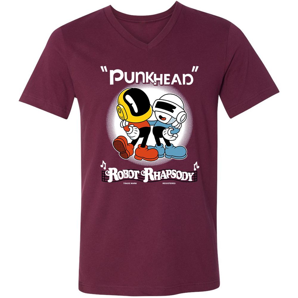 Unisex V-Neck T-Shirt - 4U1AL3HQ - Maroon - 6