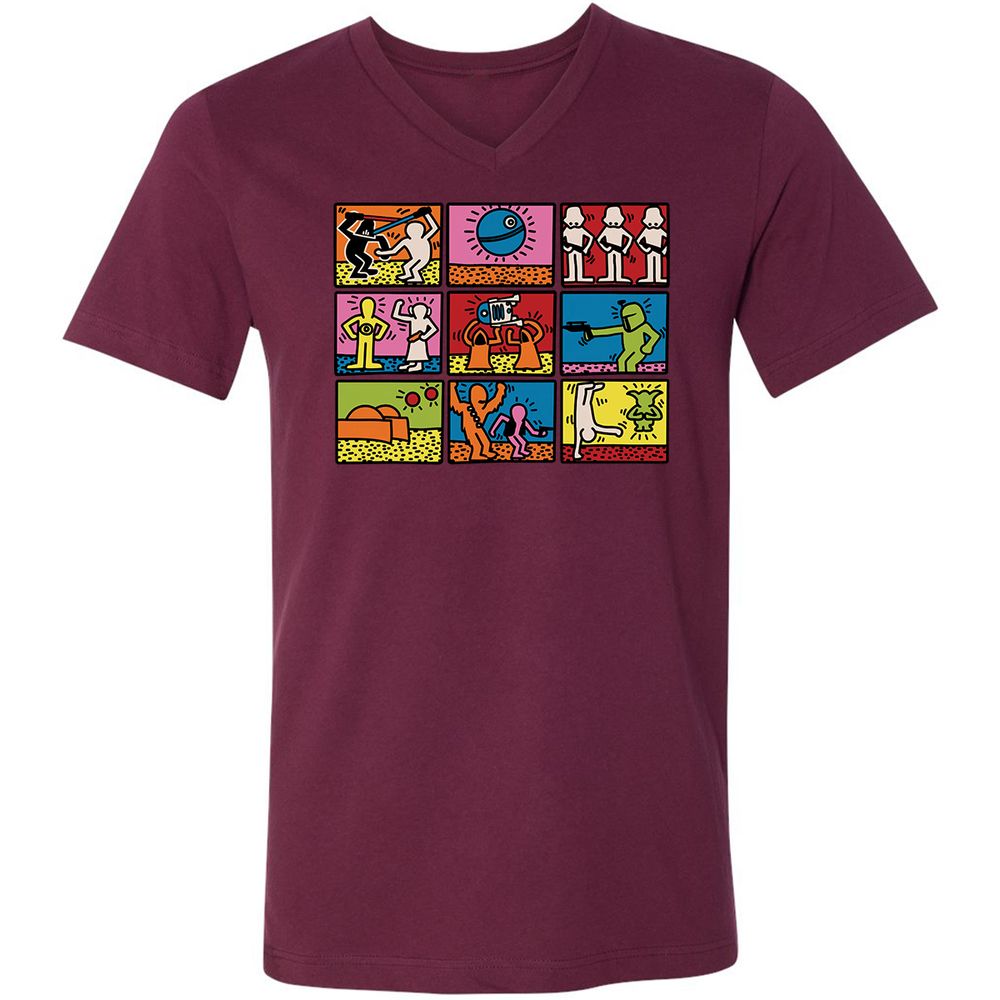 Unisex V-Neck T-Shirt - B3XSFHCD - Maroon - 6