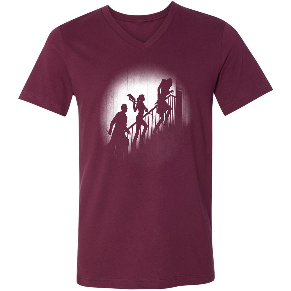 Unisex V-Neck T-Shirt - HCH9TXTT - Maroon - 6