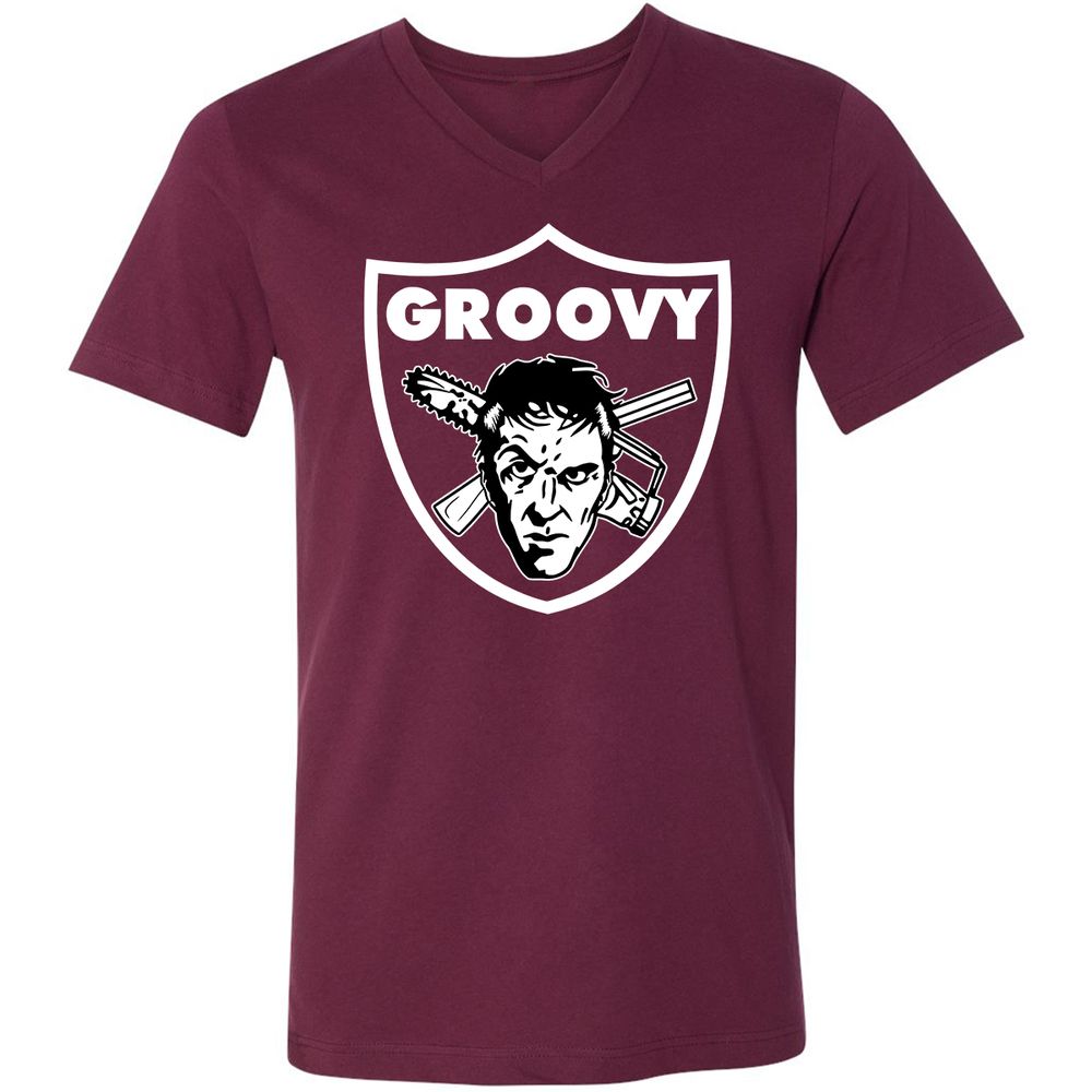 Unisex V-Neck T-Shirt - JSKTWD27 - Maroon - 6
