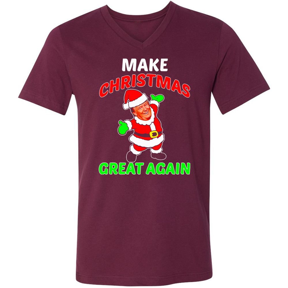 Unisex V-Neck T-Shirt - BJ3ZJHX2 - Maroon - 6