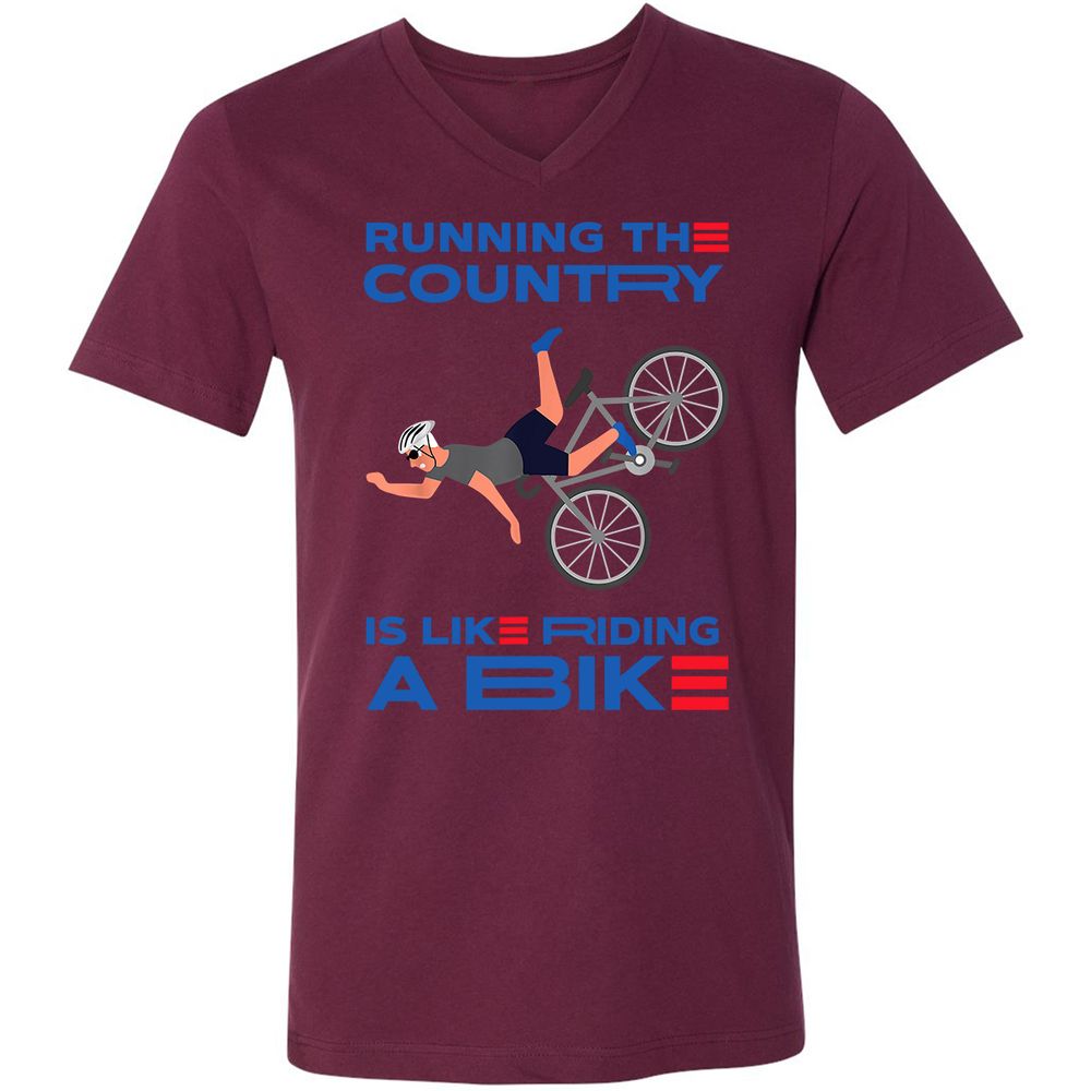 Unisex V-Neck T-Shirt - JG7MF79D - Maroon - 6