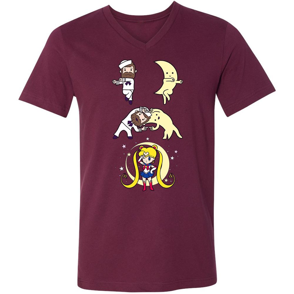 Unisex V-Neck T-Shirt - 495YZQVL - Maroon - 6