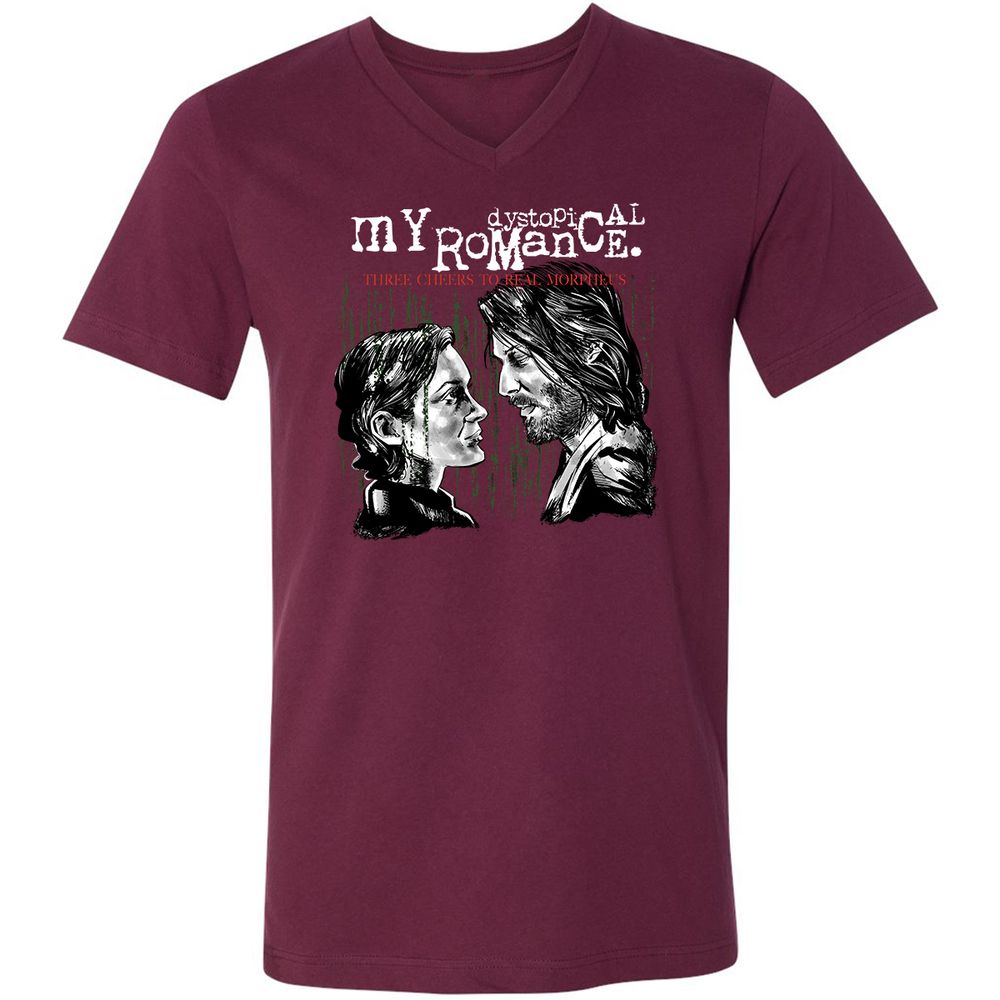 Unisex V-Neck T-Shirt - R7TR92ZB - Maroon - 6