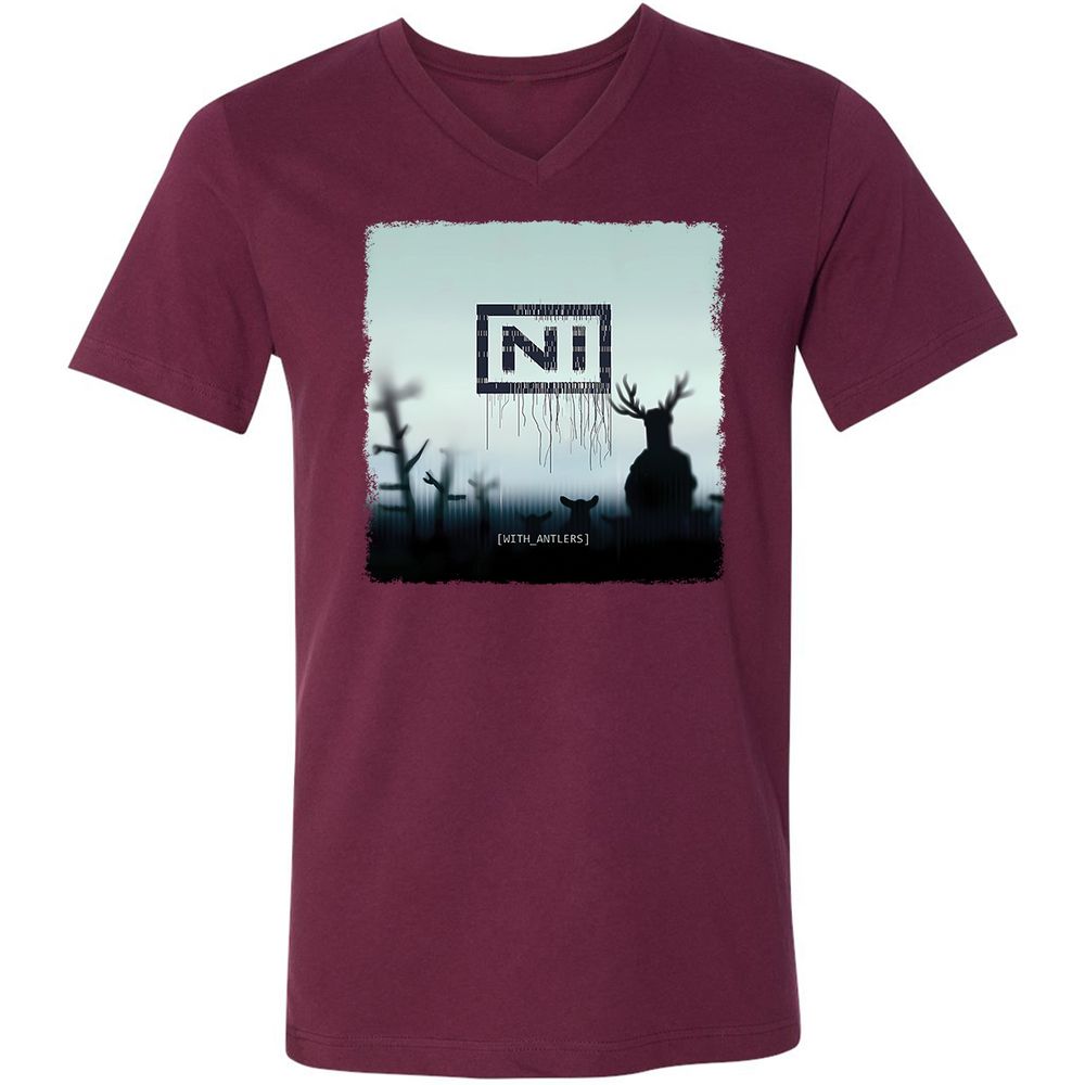 Unisex V-Neck T-Shirt - DTDLWKL4 - Maroon - 6