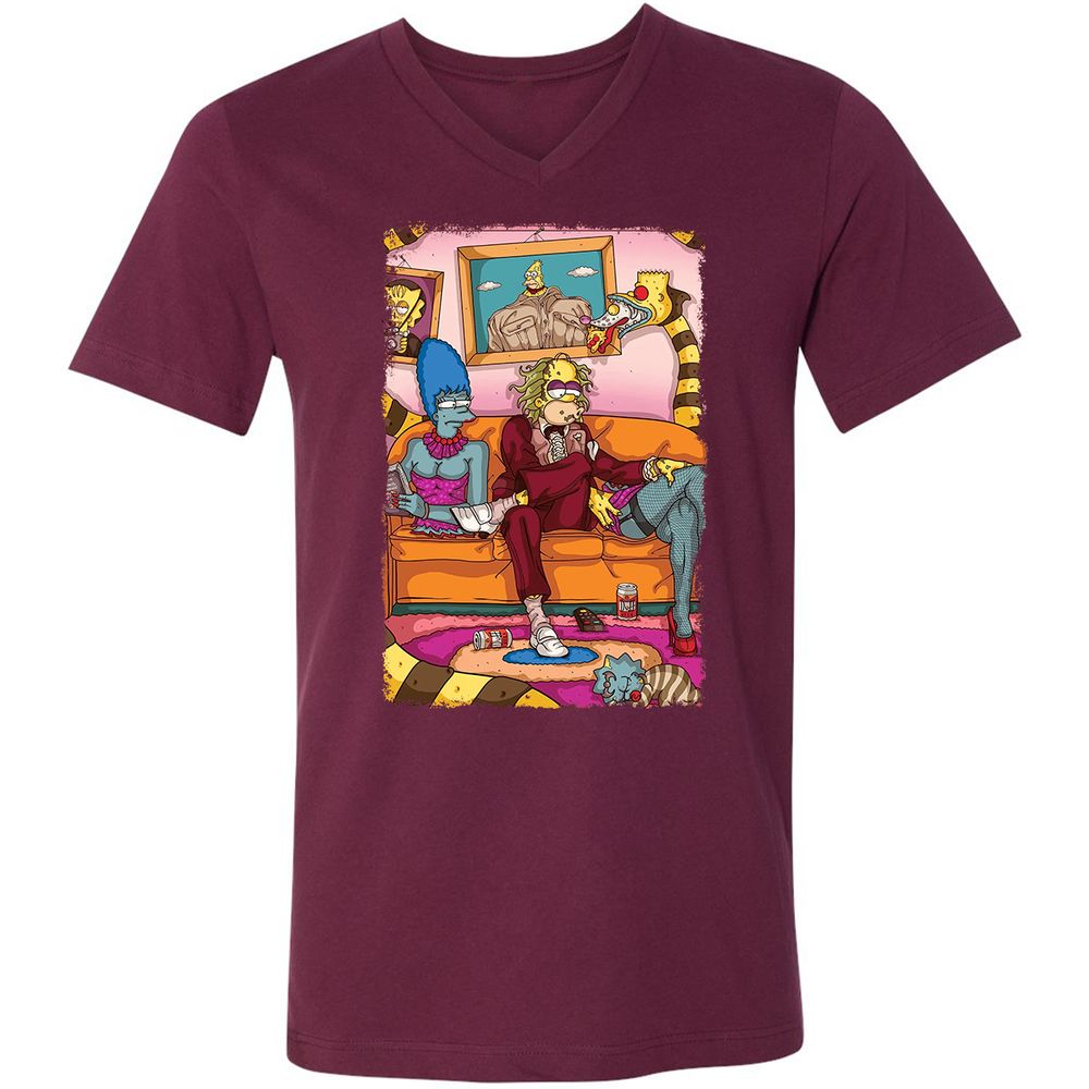Unisex V-Neck T-Shirt - V9SHEAN2 - Maroon - 6