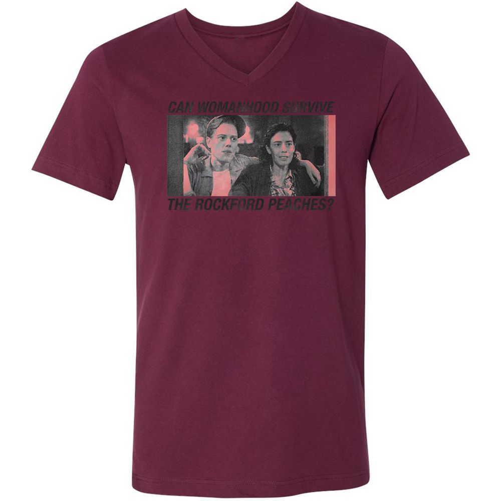 Unisex V-Neck T-Shirt - QVXSHU57 - Maroon - 6