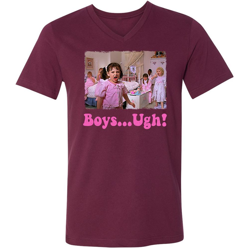 Unisex V-Neck T-Shirt - 7X4W4YJ3 - Maroon - 6