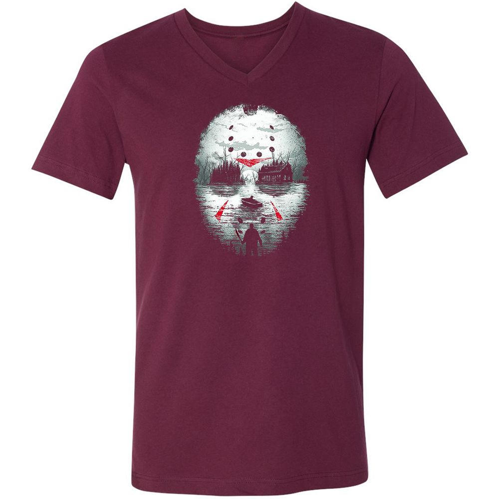 Unisex V-Neck T-Shirt - LRBYUR2A - Maroon - 6